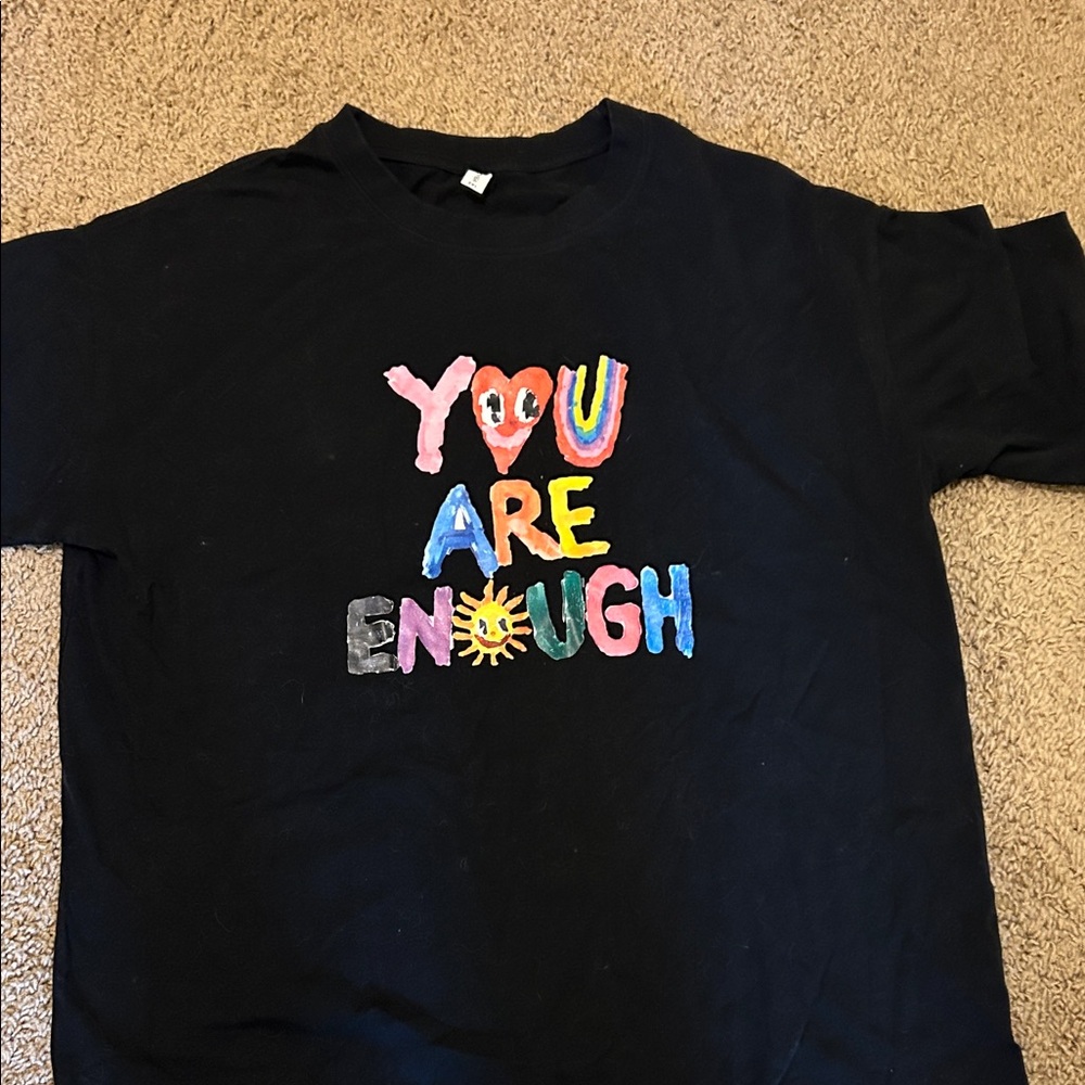 Black Short-Sleeve Graphic Tee - 'You Are Enough'